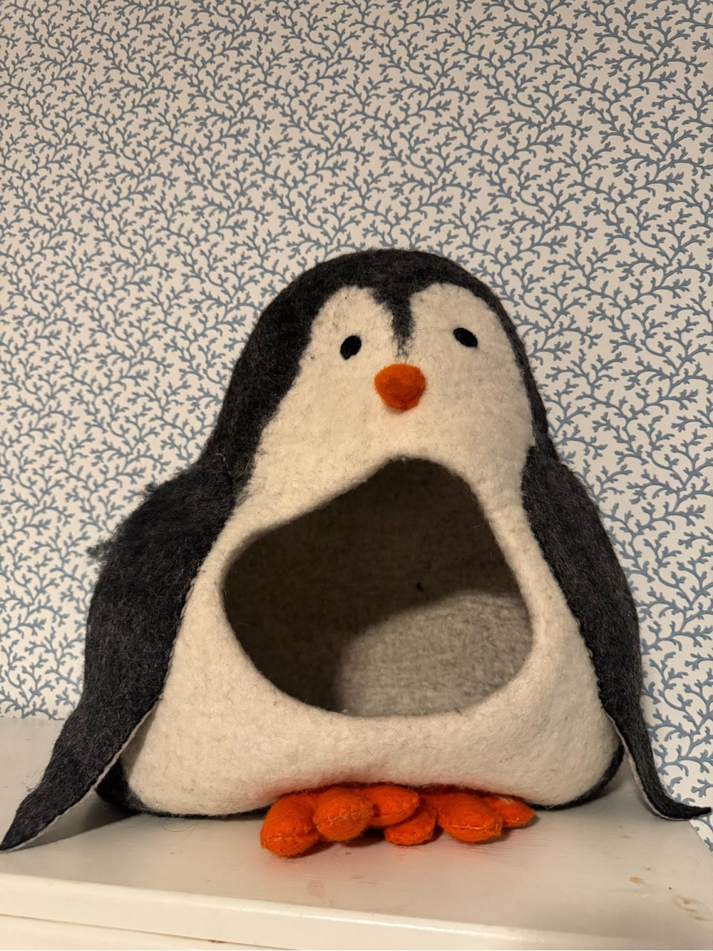 Dharma Dog Karma Cat wool pet cave shaped like a penguin for dog or cat